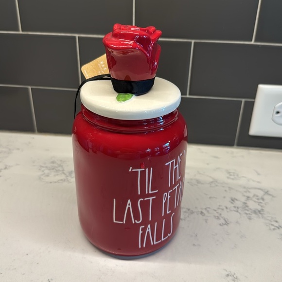 Rae Dunn - 'Til The Last Petal Falls Red Rose Lid Canister - Picture 7 of 8